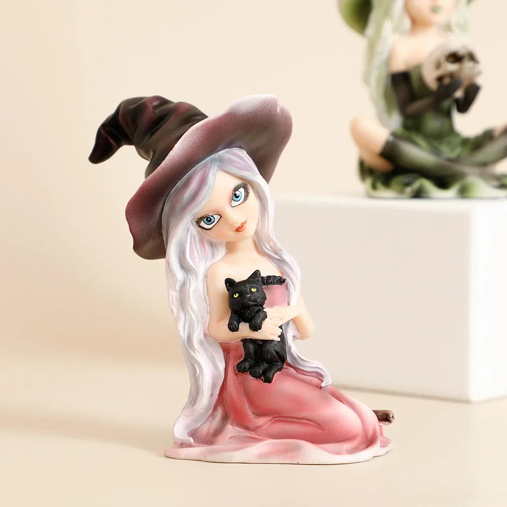Witch Figurine Statues | Resin Witchy Shelf Décor