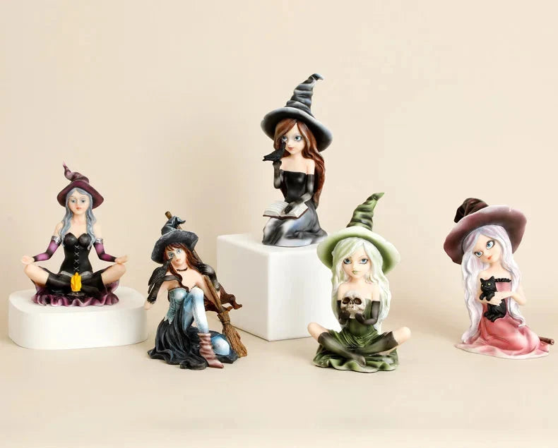 Witch Figurine Statues | Resin Witchy Shelf Décor