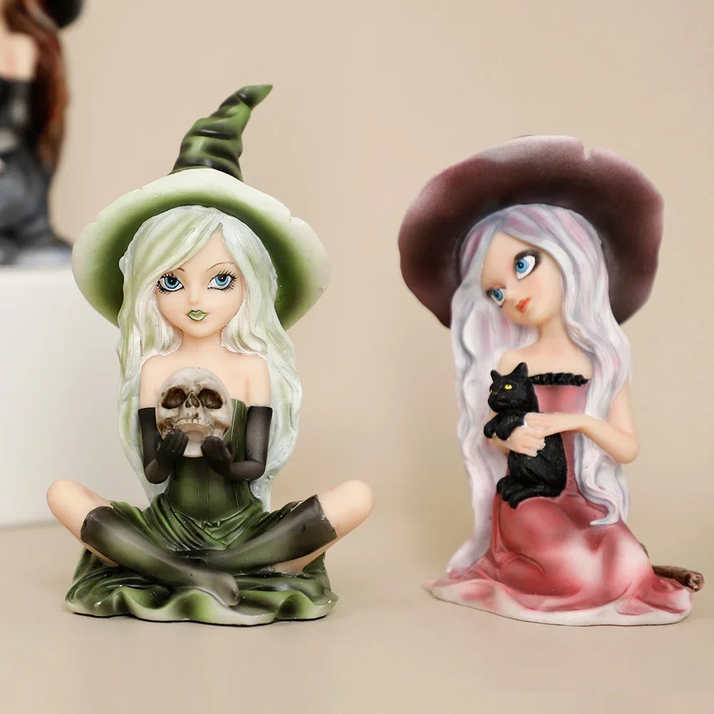 Witch Figurine Statues | Resin Witchy Shelf Décor