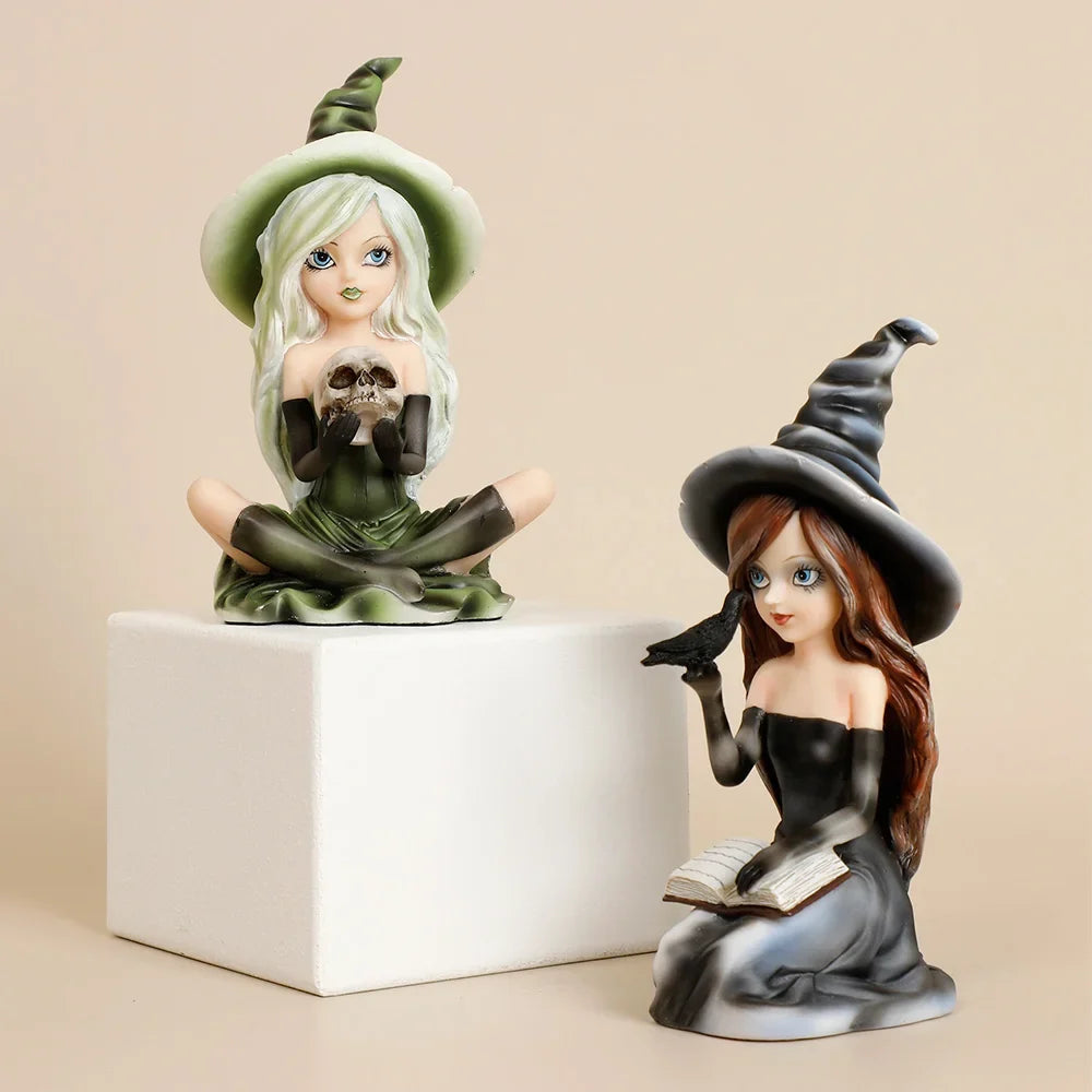 Witch Figurine Statues | Resin Witchy Shelf Décor