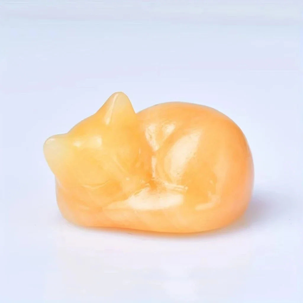 Crystal Sleeping Cat Statue