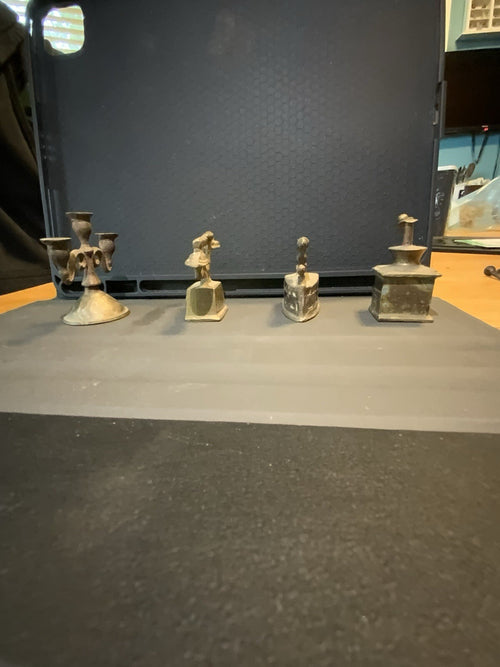 1:12 Metal Dollhouse Miniatures Lot of 4 | Candelabra, Iron, Phone & Coffee Grinder