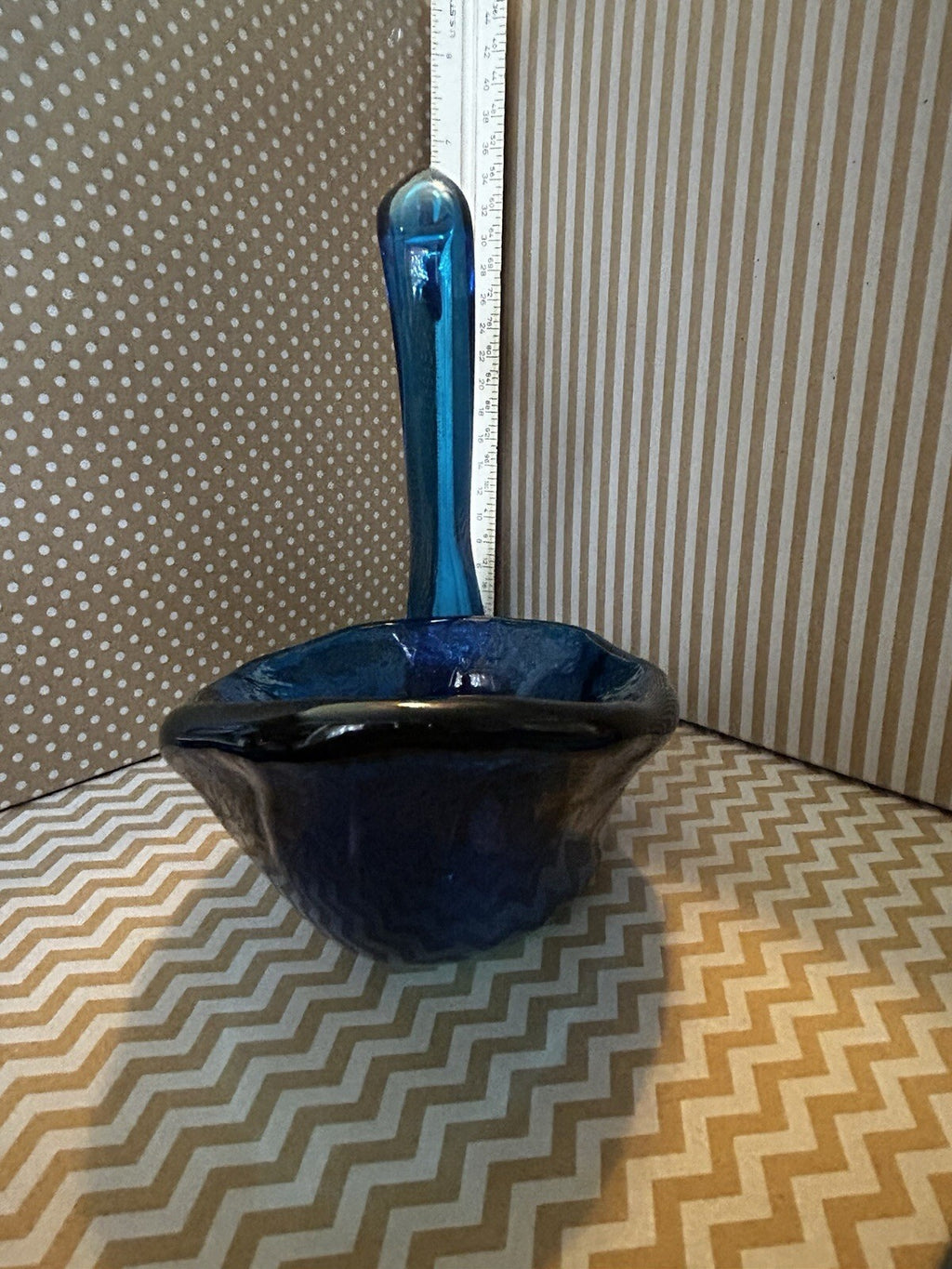 Blue Glass Swan Bird Figurine Bowl Decorative Collectible Dish