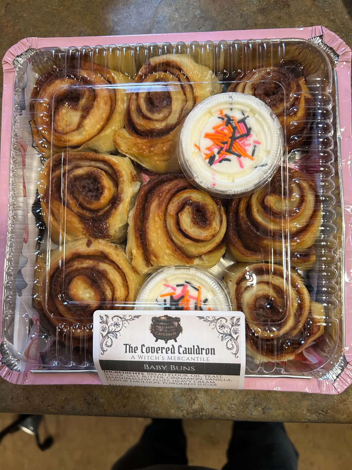Baby Buns cinnamon rolls with decadent dipping cream