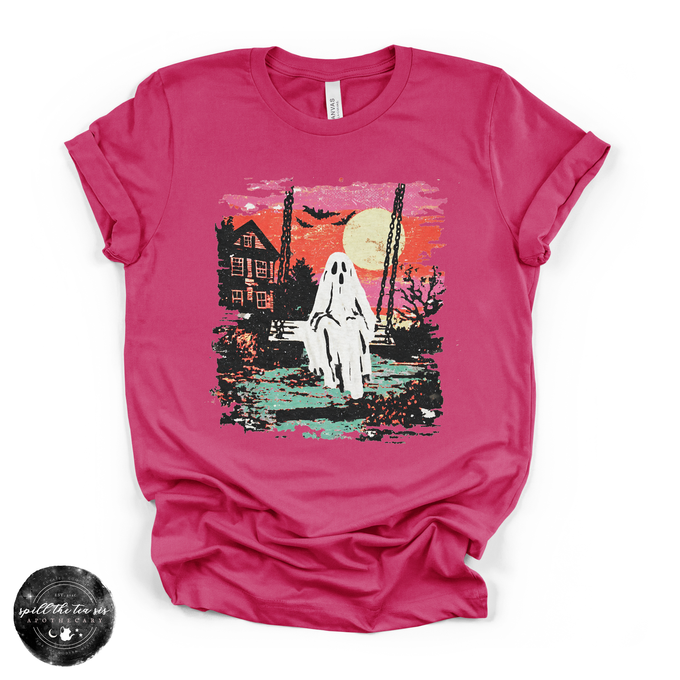 Ghost Sunset Tee | Retro Halloween Ghost Graphic T-Shirt
