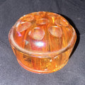 Vintage Amber Iridescent Glass Flower Frog 7 Hole Floral Arranger