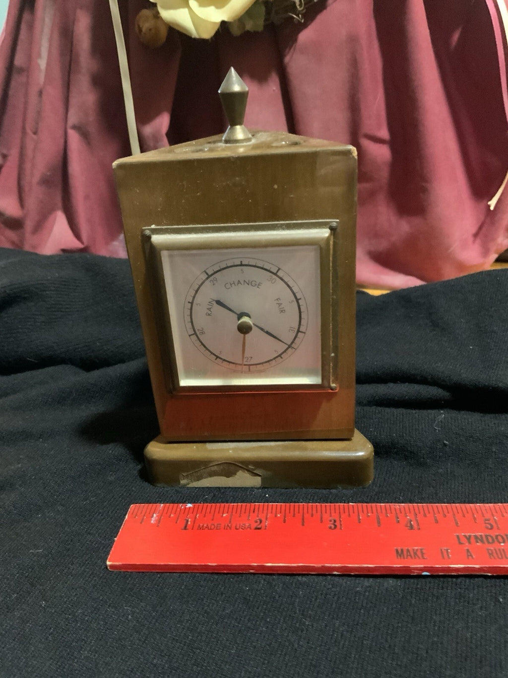 Vintage West Germany Rotating Brass Desk Weather Station Barometer MCM