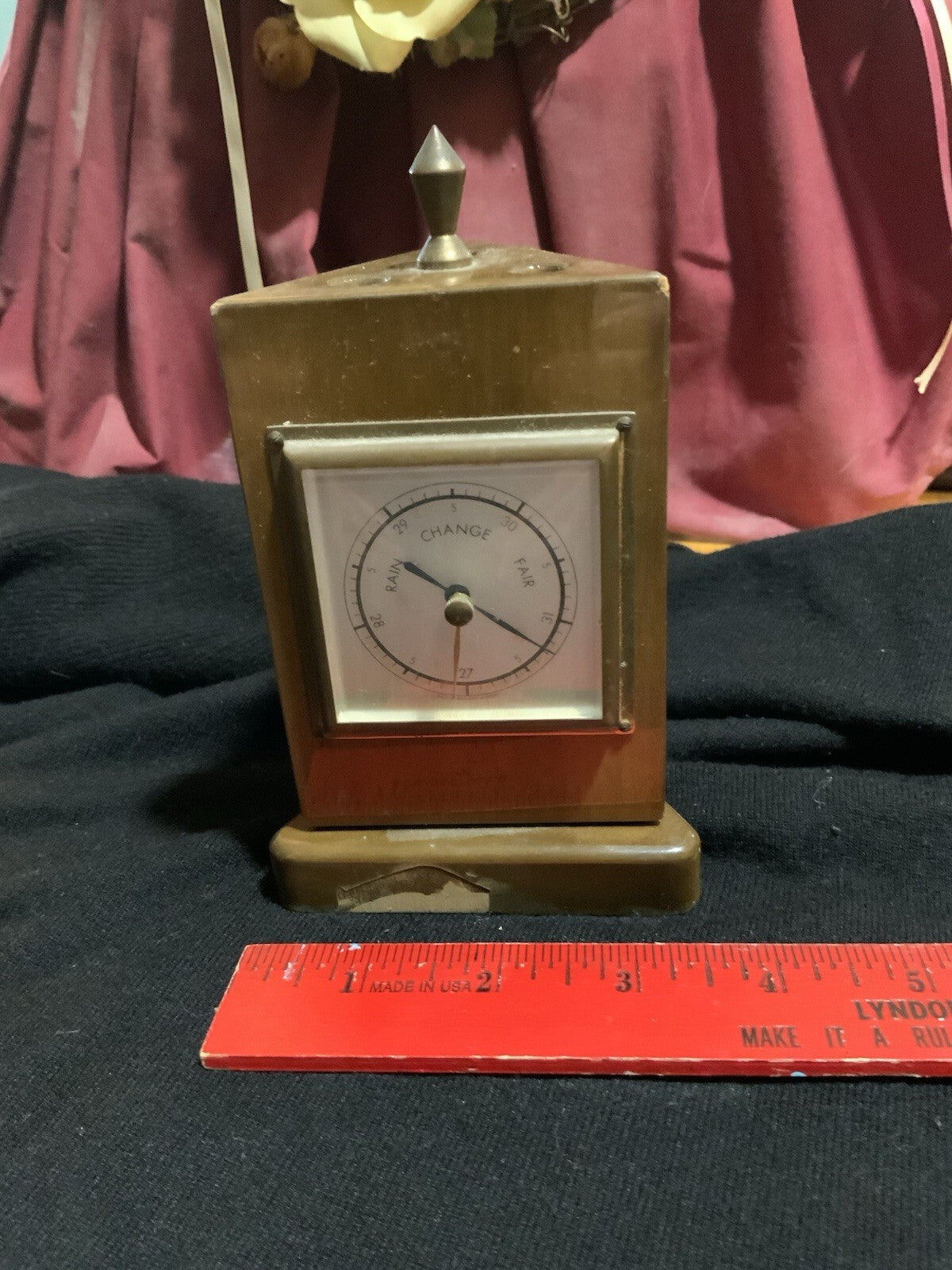 Vintage West Germany Rotating Brass Desk Weather Station Barometer MCM