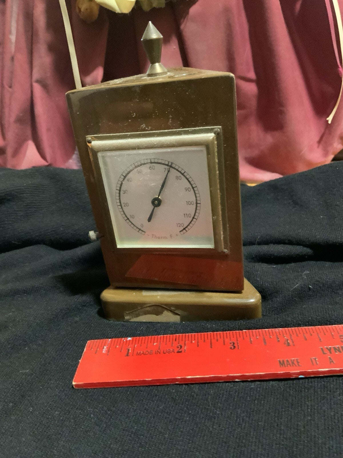 Vintage West Germany Rotating Brass Desk Weather Station Barometer MCM