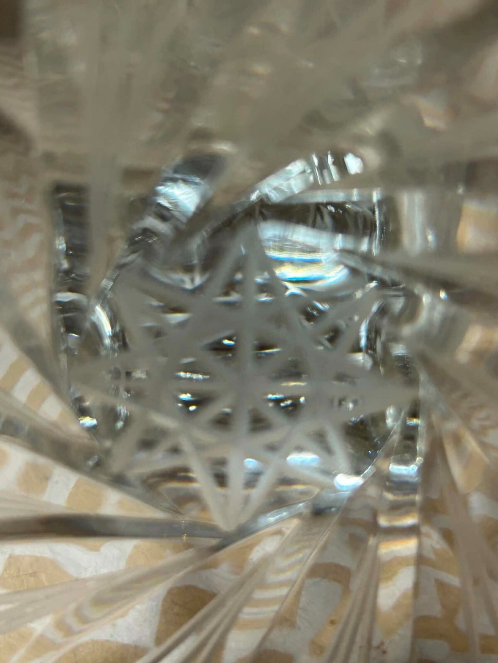 Vintage Pair Hand Cut Glass Candlesticks Floral Octagonal Base 10in