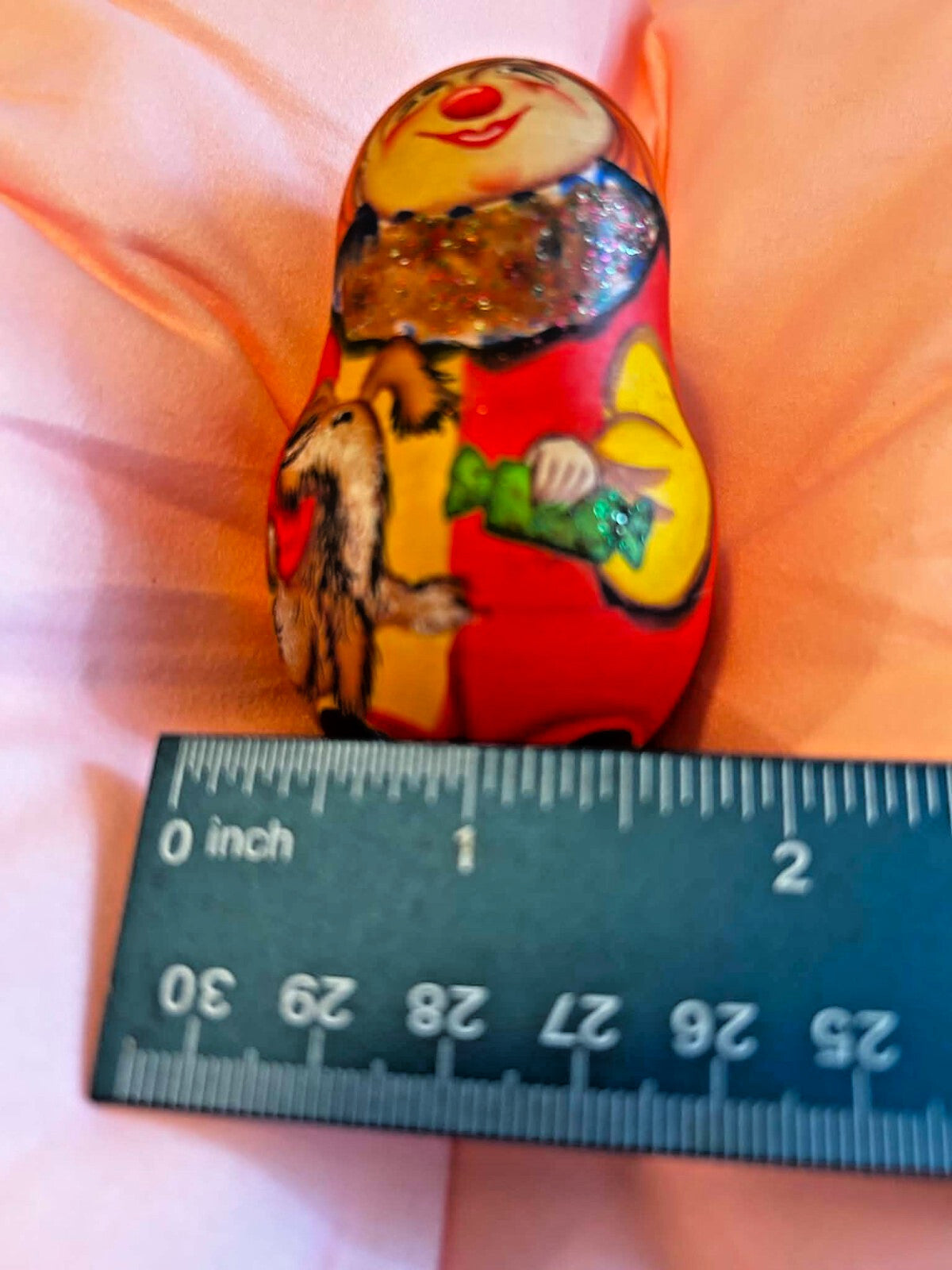 Cyrillic Signed Russian Style Roly Poly Matryoshka Doll Animals Folk Art