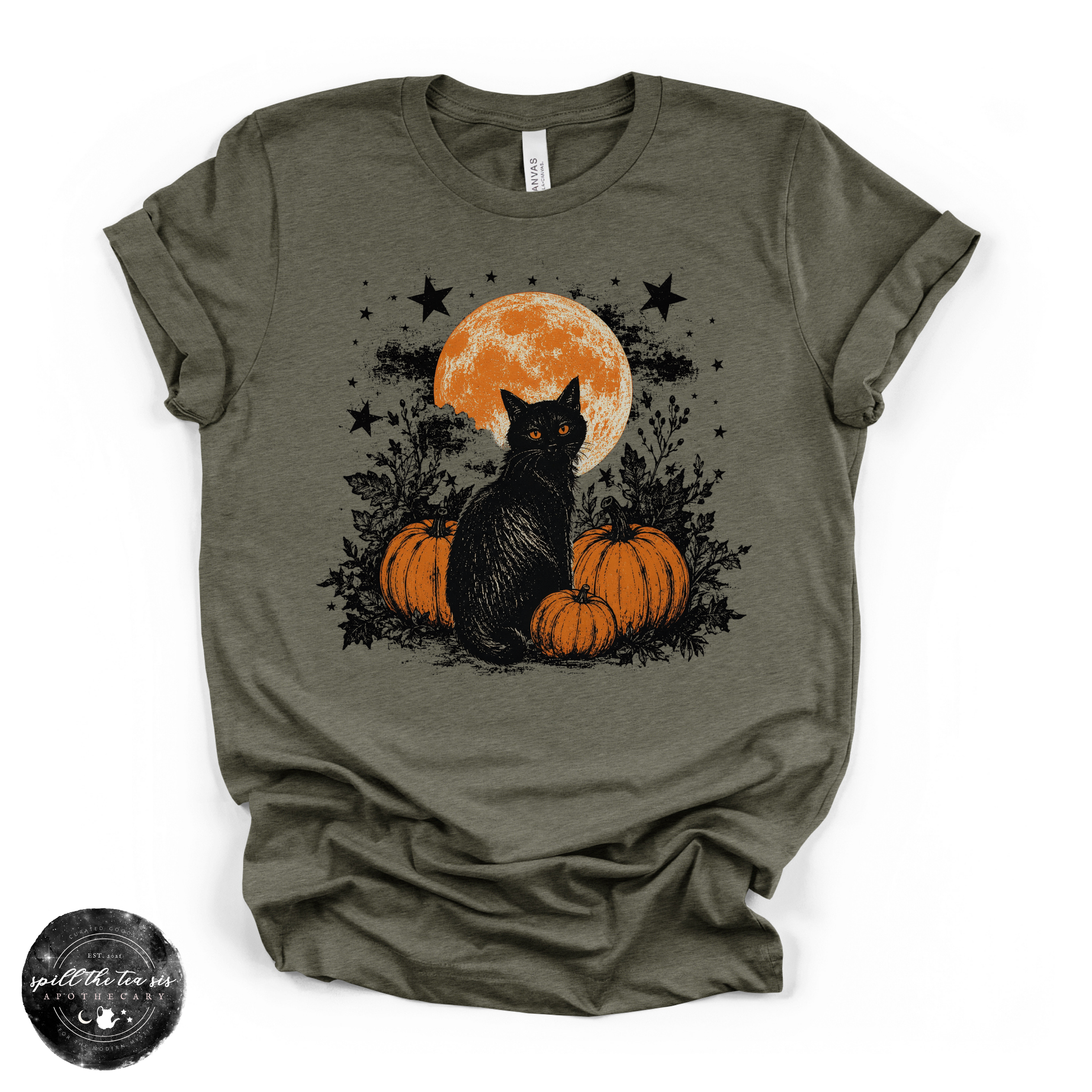 Cat in the Pumpkin Patch Tee | Cozy Autumn Black Cat Graphic T-Shirt