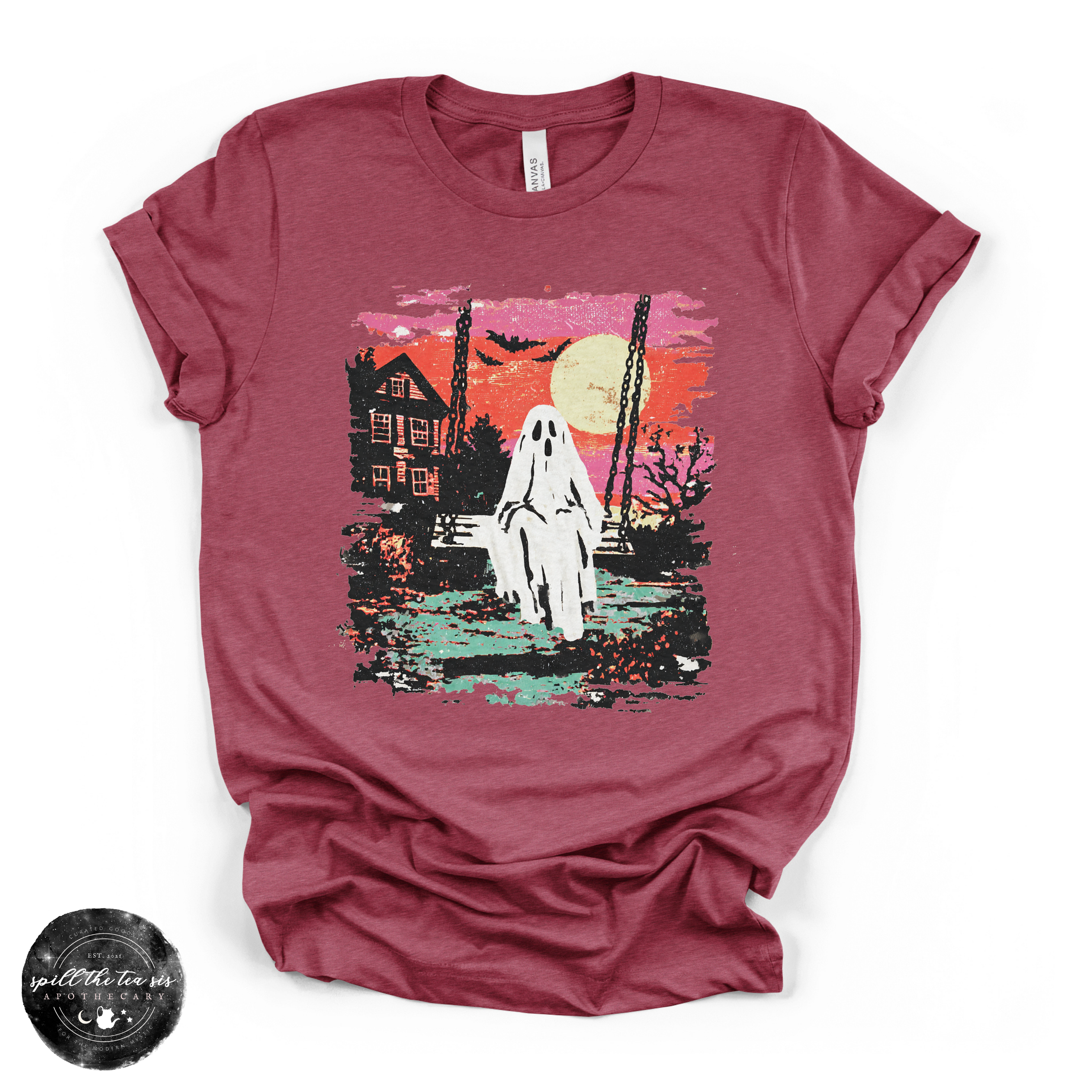 Ghost Sunset Tee | Retro Halloween Ghost Graphic T-Shirt